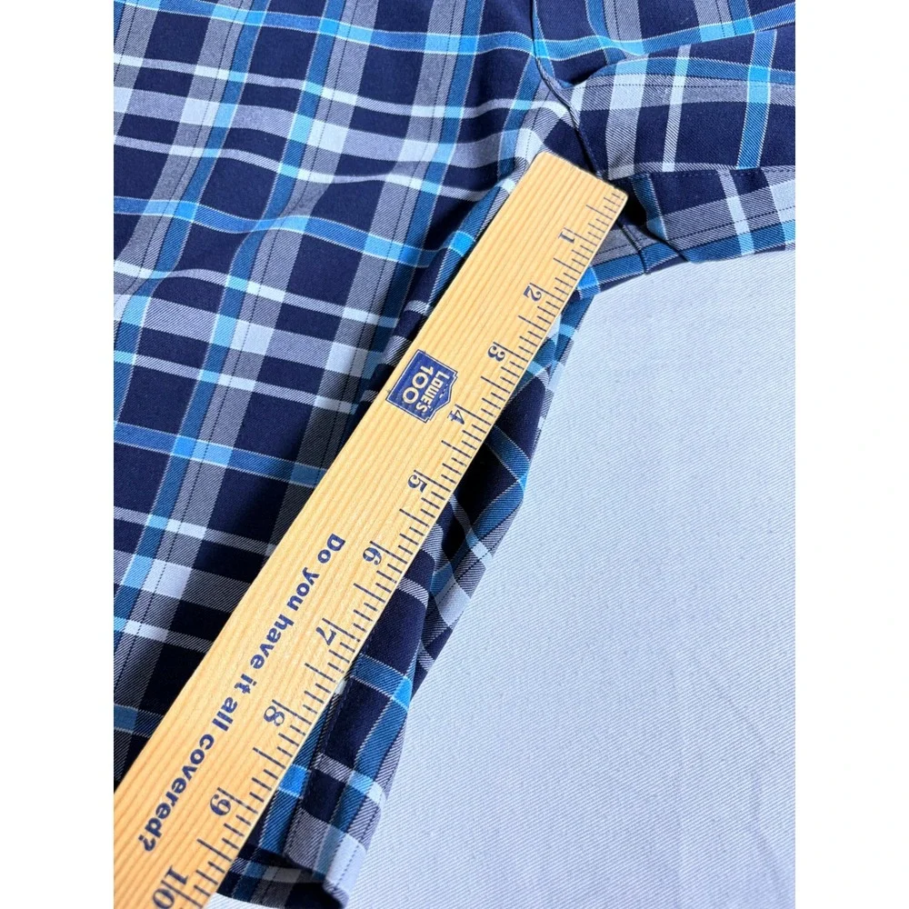 Adidas Golf Shorts 38 Blue Plaid Excellent Performance Polyester Mens Activewear